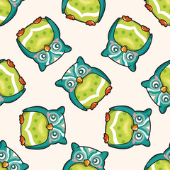 owl cartoon , cartoon seamless pattern background