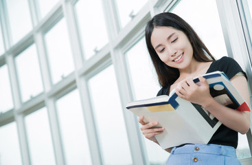 Students reading in library