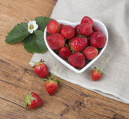 Strawberries in heart shape bowl