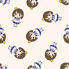 girl cartoon , cartoon seamless pattern background