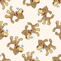 animal dog cartoon , cartoon seamless pattern background