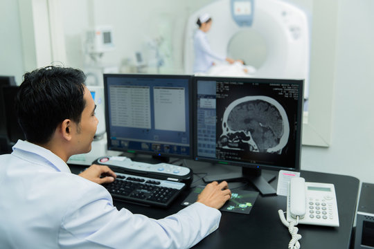 scientist Scanning the brains Ct scan
