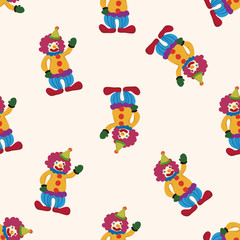 Amusement park clown , cartoon seamless pattern background