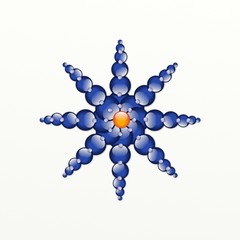 A star shaped blue and orange abstract shape.