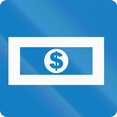 Fototapeta premium Informative road sign in Colombia: Currency exchange