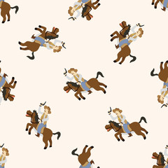 cowboy , cartoon seamless pattern background