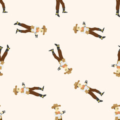 cowboy , cartoon seamless pattern background