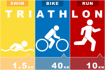 run swim bike icons symbolizing triathlon  Vector illustration