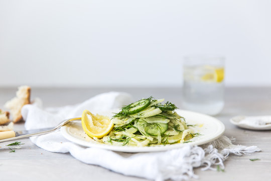 Fennel, cucumber, dill and lemon salad
