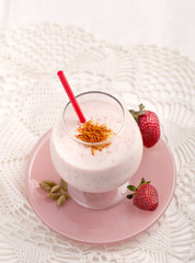 Strawberry lassi above