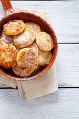Cottage cheese pancake in pan