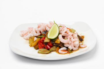 Sushi on white plate.