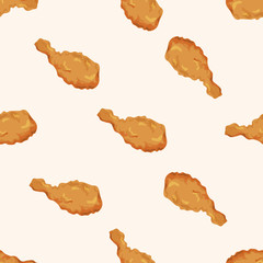 Fried foods theme chicken , cartoon seamless pattern background