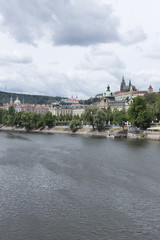 Fototapeta premium Spring Prague gothic Castle above River Vltava, Czech Republic