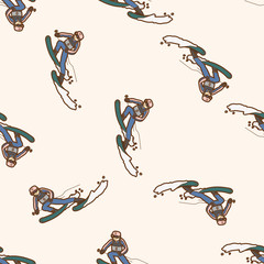 ski , cartoon seamless pattern background