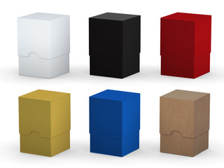 blank square box packaging set with clipping path