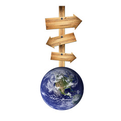 Earth and wooden sign.