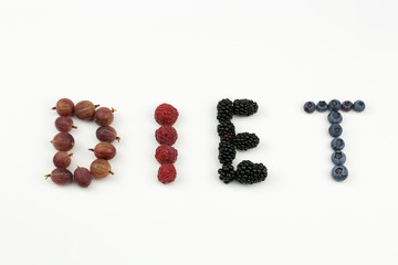 Diet written with fruits