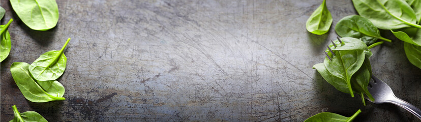 Spinach leaves on a fork