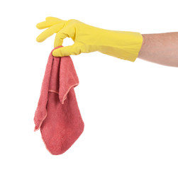 Hand in rubber glove, ready for cleaning