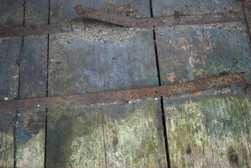Alte Holz Bretter mit rostigem Eisen 1