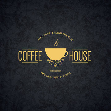 Vintage logotype for coffee house, cafeteria, bars, restaurant, tea shop