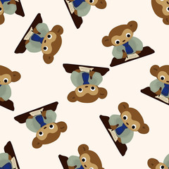 animal monkey worker cartoon , cartoon seamless pattern background