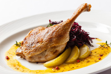 Roast duck with beetroot