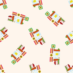 Building convenient shop , cartoon seamless pattern background