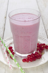 red currant milk shake in a glass