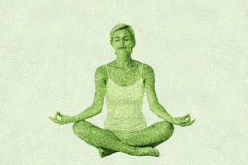 Composite image of  fit woman doing yoga