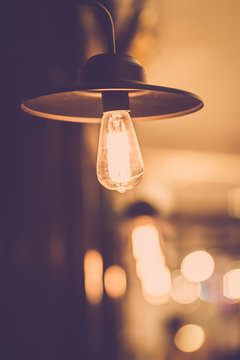 Beautiful luxury interior light bulb and lamp decor. Vintage filter.