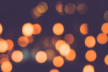 Bokeh light background. Vintage filter