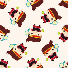 badminton player , cartoon seamless pattern background