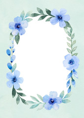 Watercolor floral frame. Perfect for greeting card or invitation