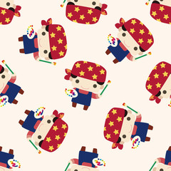 Painter , cartoon seamless pattern background
