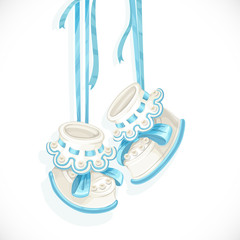 Baby blue booties isolated on a white background