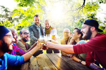 Diverse People Friends Hanging Out Drinking Concept