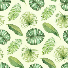 Watercolor seamless tropical pattern