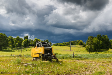 Fototapeta premium Idle combine in the countryside