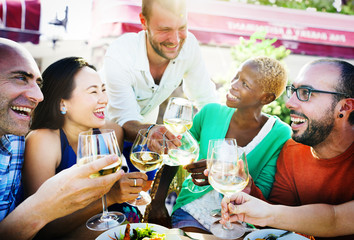 Diverse People Friends Hanging Out Drinking Concept