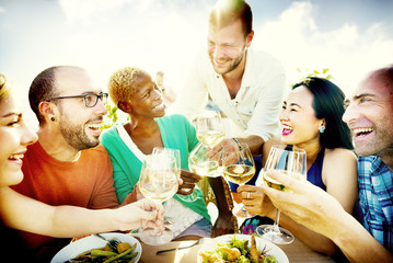 Diverse People Friends Hanging Out Drinking Concept