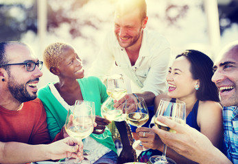 Diverse People Friends Hanging Out Drinking Concept