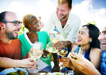 Diverse People Friends Hanging Out Drinking Concept