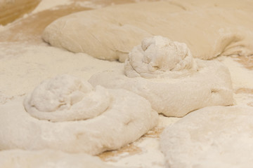 Raw breads on the table