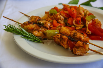 Bbq with meat and vegetables