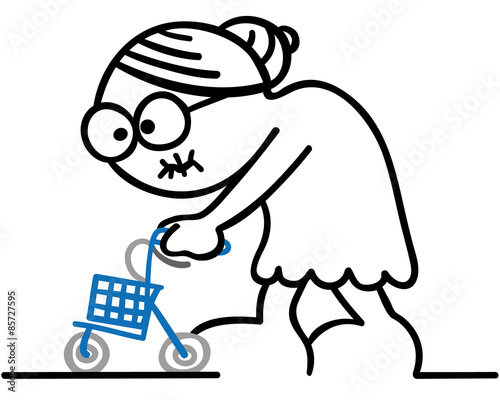 oma auf fahrrad comic
