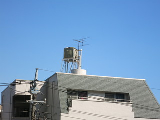 a water tank on top of apartment in Japan