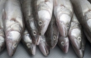 Obraz premium Fresh fish on ice on the market