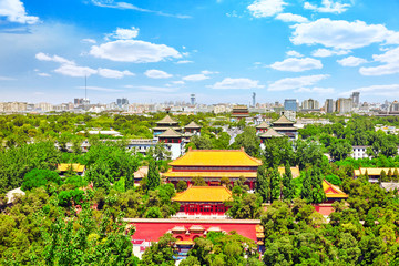 Fototapeta na wymiar Jingshan Park,panorama above on Beijing city.